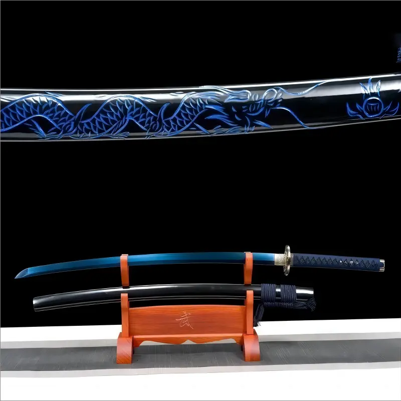 Handmade - Manganese Steel Blue Blade - Full Tang - Azure Dragon Katana