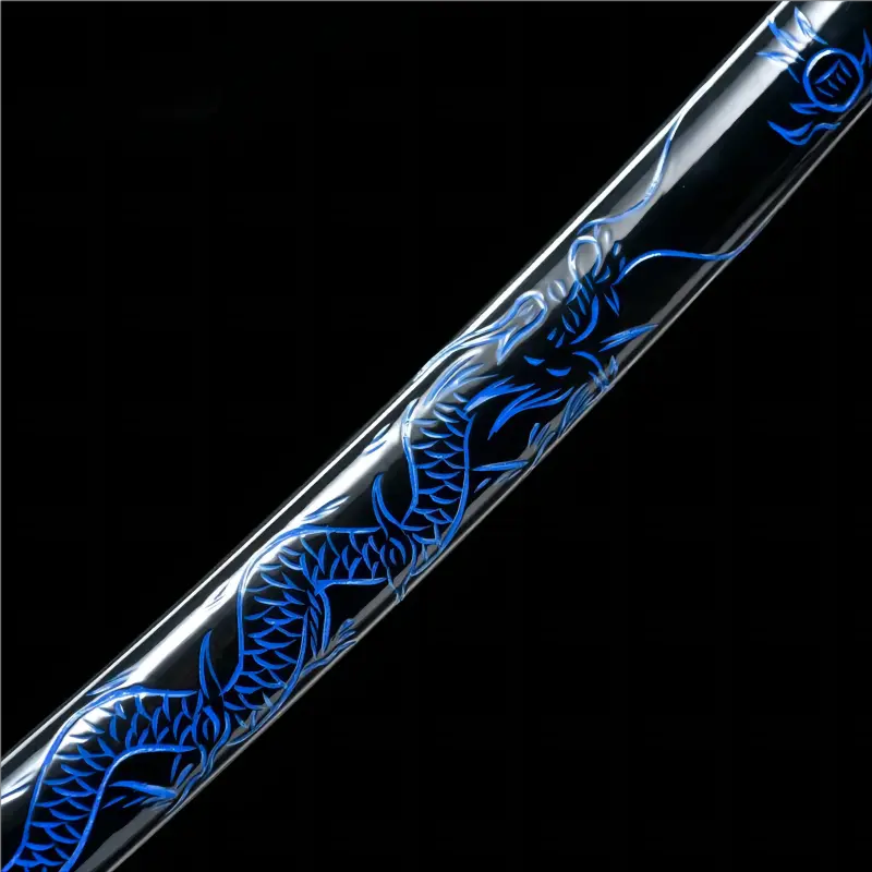 Handmade - Manganese Steel Blue Blade - Full Tang - Azure Dragon Katana