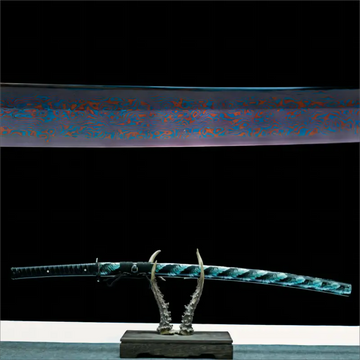 Handmade - Damascus steel Blade - High Performance - Eight-Step Hand Polish - Azure Feather Katana