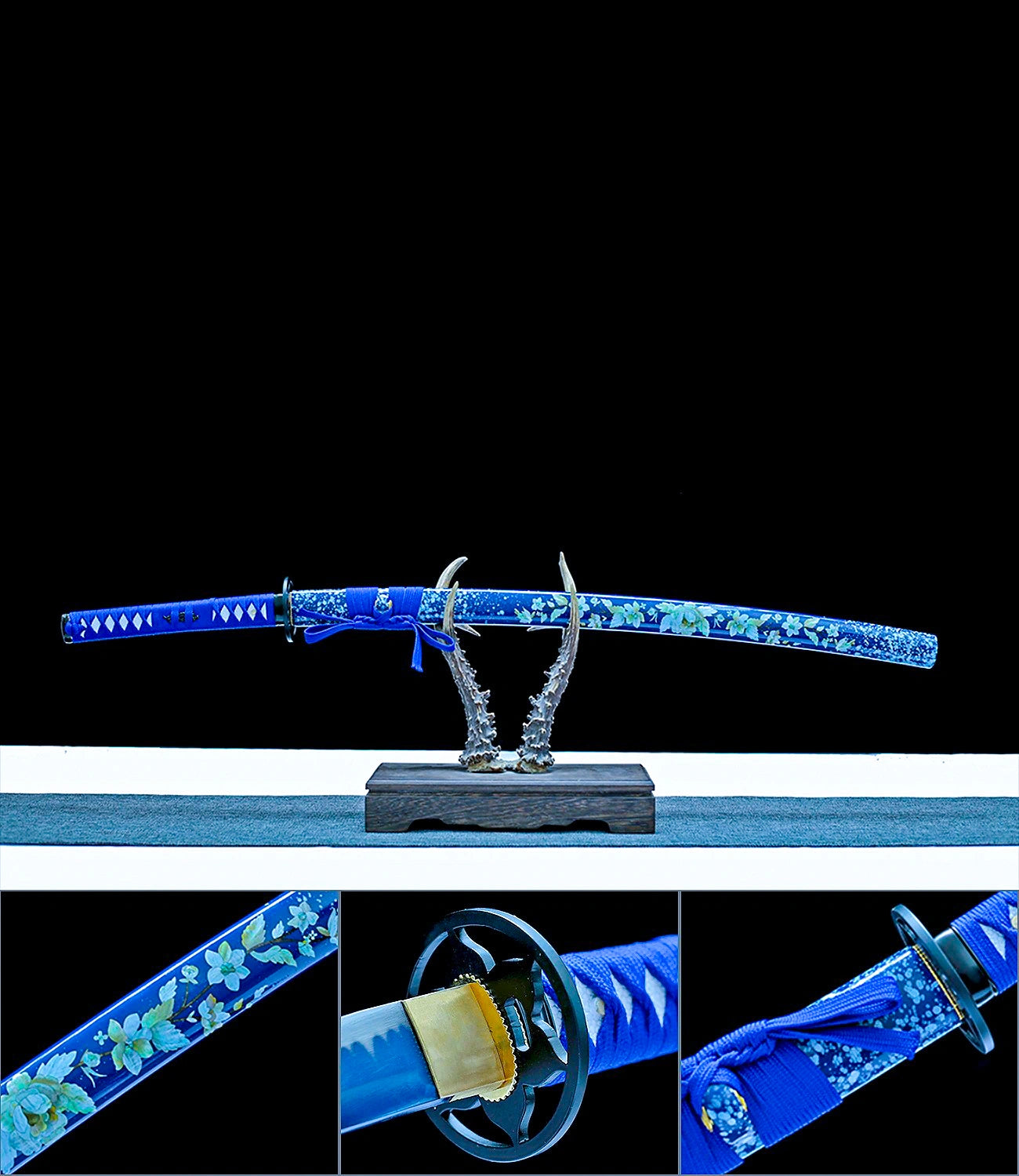 High-performance Japanese Katana Sword T10 Steel Blue Heat Treatment Hand Forge - Azure Blossom Katana