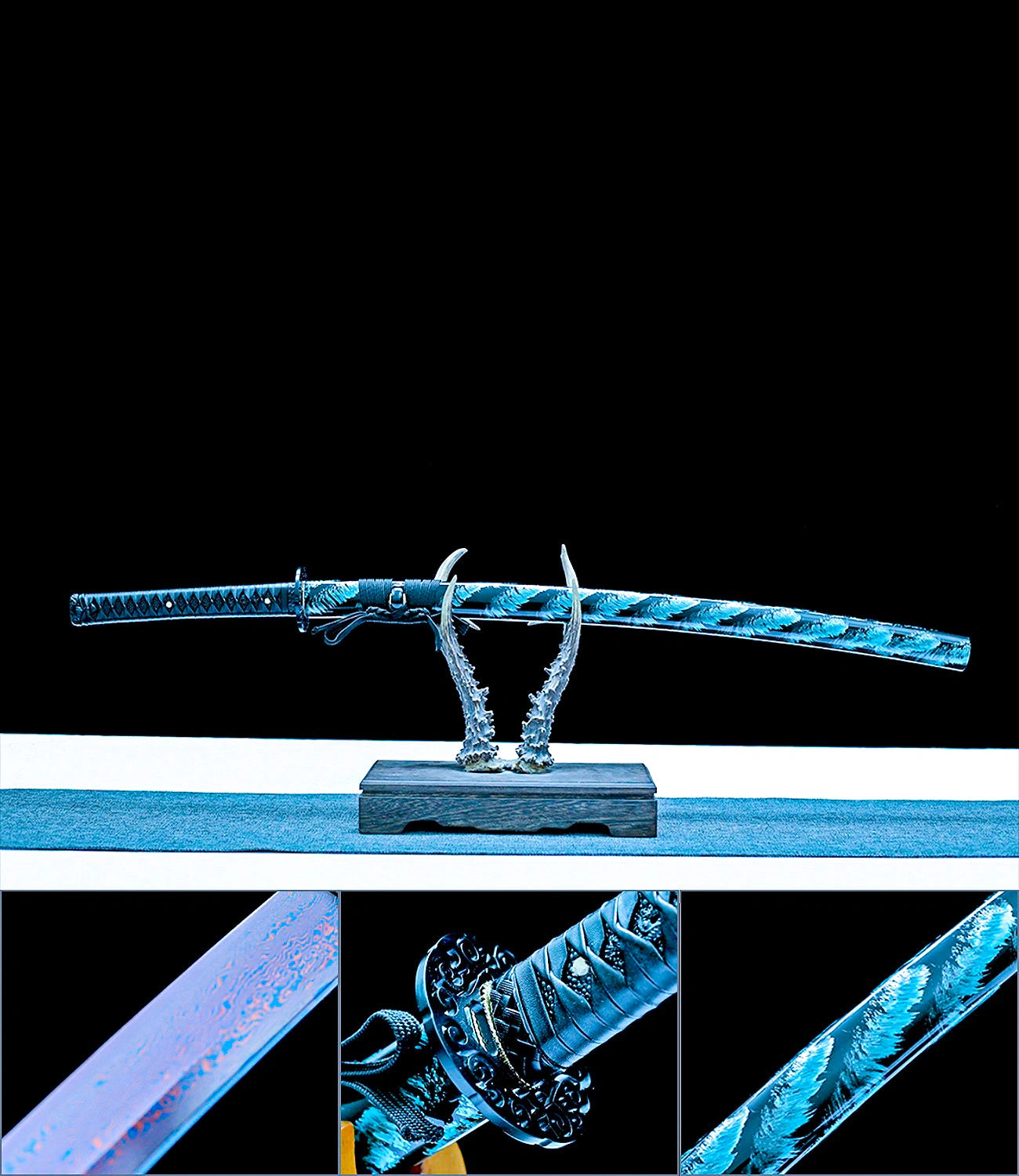 High-performance Japanese Katana Sword Refined Pattern Steel Full Tang - Azure Feather Katana