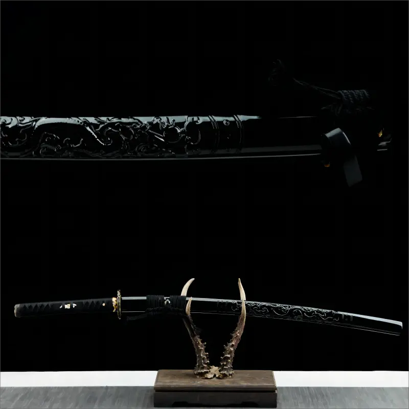 Self-Refined T10 Steel Blade - Hand-Polished - Black Realm Dragon Katana