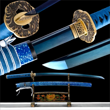 Handcrafted - Manganese Steel Blade - Precision Balanced - Blue Flame Katana