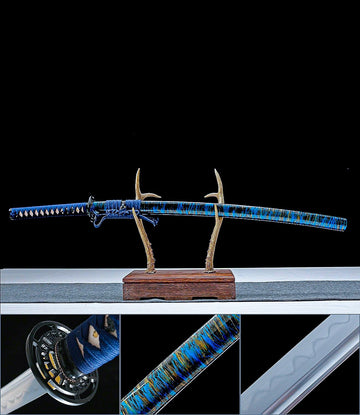 Authentic Japanese Katana Sword T10 Steel Full Tang - Blue Abyss katana