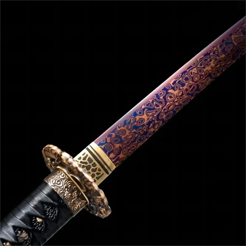 High performance - Multiple Colors Damascus Steel Blade - Full Tang - Crimson Flame Katana