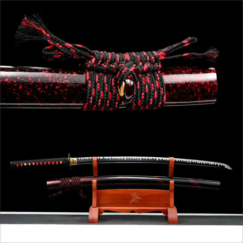 Handcrafted - Artisan Forged - Black Manganese Steel Blade - Full Tang - Crimson Fury Katana