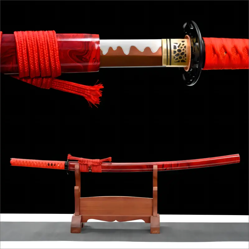 Red Manganese Steel Blade - Full Tang - Crimson Viper Katana