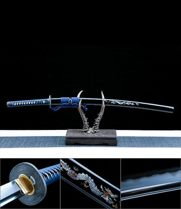 Authentic Japanese Katana Sword Hundred-Forged Pattern Steel Full Tang - Dragon in the Sky katana