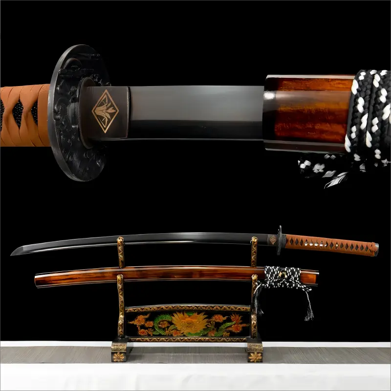 Artisan Forged - Black Manganese steel Blade - Solid Wood Scabbard - Earthbound Katana