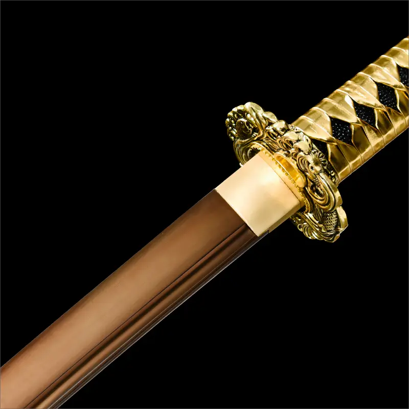 Handmade - Golden Tempering T10 Steel Blade - Six Stage Hand Polishing - Golden Koi katana