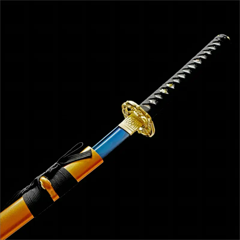 Hand Forged - Blue Tempering 1065 Steel Blade - Six Step Polishing - Golden Serpent Demon katana