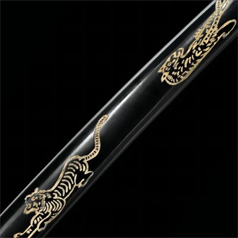 Handmade - Gold T10 Carbon Steel Blade - Full Tang - Golden Tiger Katana