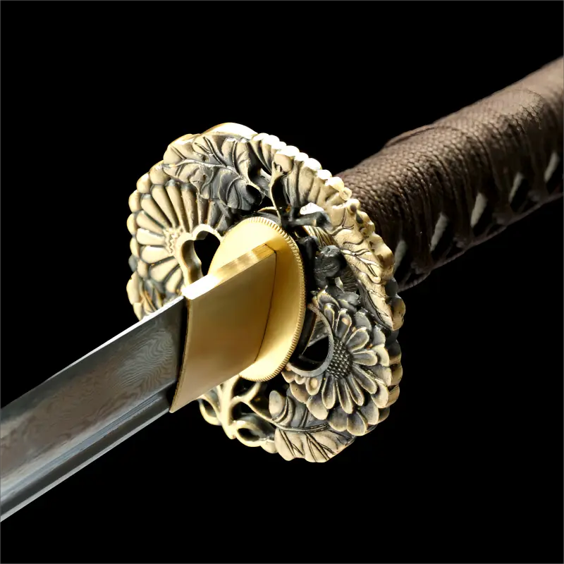 Remarkable Design - Damascus Steel Blade - Aogami Wood Scabbard - Golden Touch Wakizashi