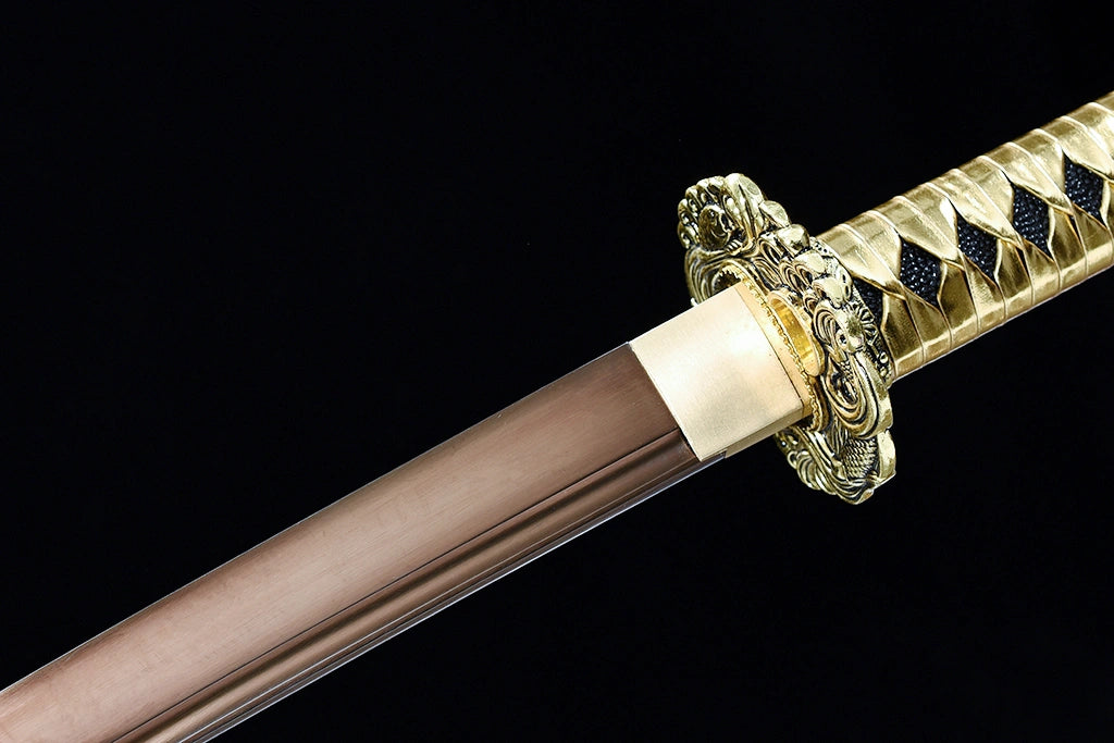 Authentic Japanese Katana Sword T10 Steel Full Tang - Golden Koi katana