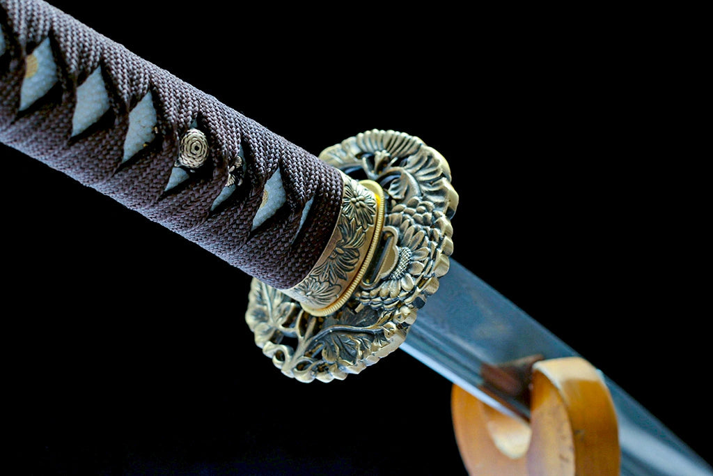 Handcrafted Wakizashi With Pattern-Welded Steel Blade - Golden Touch Wakizashi