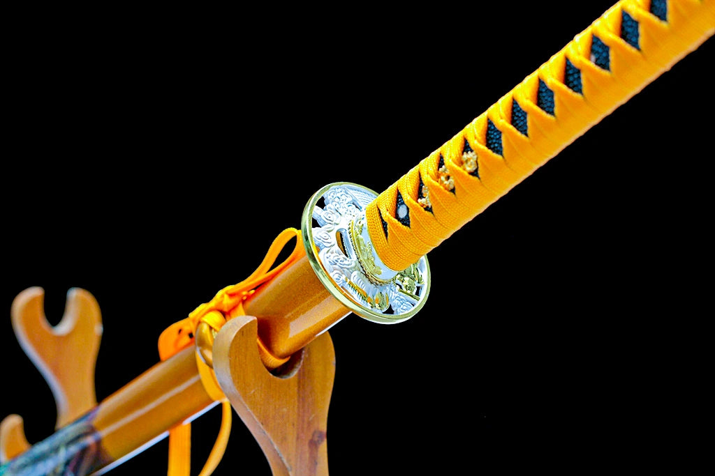 Authentic Japanese Katana Sword 1065 High-Carbon Steel Real Hamon - Golden War Dragon Katana