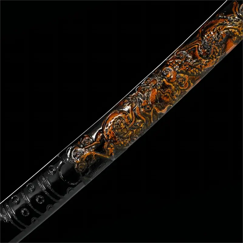 High performance - Handcrafted - T10 Carbon Steel Blade - Solid Wood Scabbard - Inferno Dragon Katana