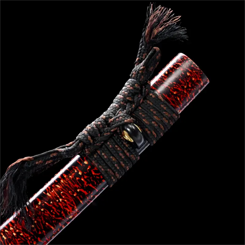 Red Damascus Steel Blade - Solid Wood Scabbard - Inferno Katana