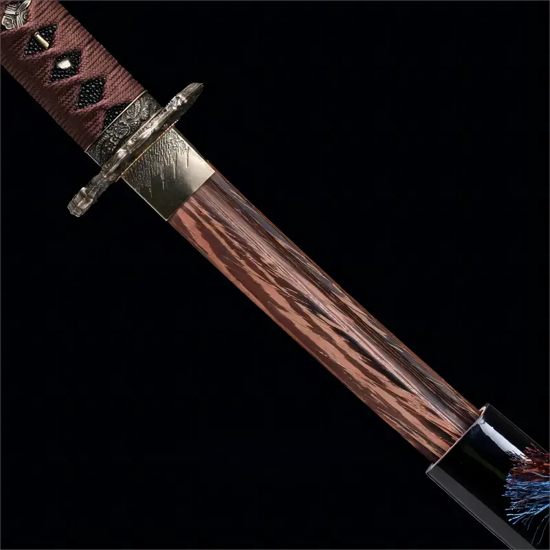 Rosewood Blade - Decorative Samurai Sword - Solid Wood Scabbard - Luminous Dragon Katana