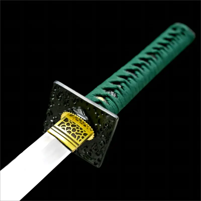 Handmade Japanese Ninja Sword - Six Stage Polishing T10 Steel Blade - Aogami Wood Scabbard - Midori Yūrei Ninjato