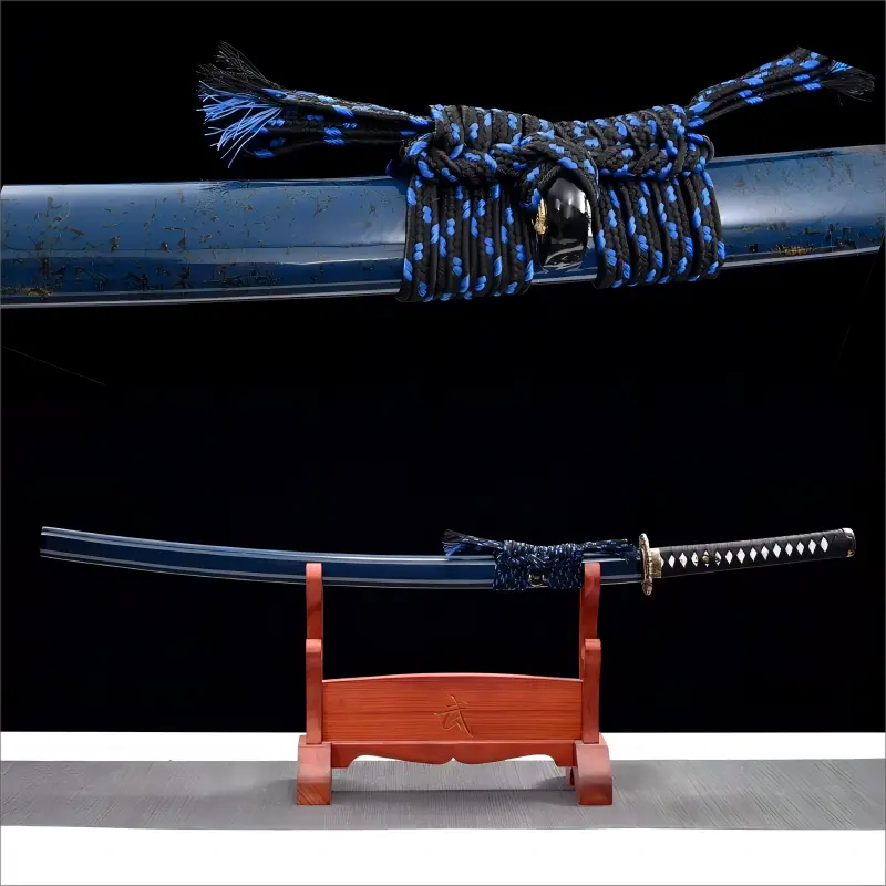 Hand Forged - High performance - Gradient Color Damascus steel Blade - Solid Wood Scabbard - Ocean's Wrath Katana