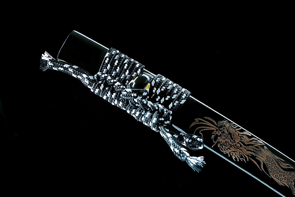 High-performance Real Japanese Katana Sword Black Damascus Patterned Steel