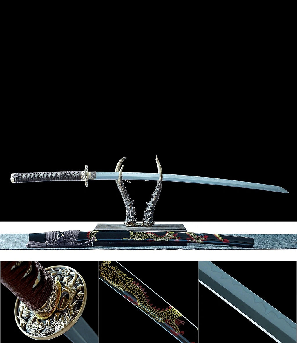 Handmade Japanese Samurai Sword T10 Clay-Tempered Steel Real Hamon