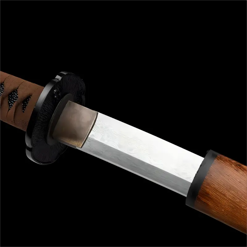 Precision Forged - Rose Wood Scabbard - Full Tang Damascus Steel Blade - Rosewood Sentinel Katana