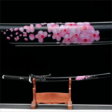 Handcrafted - Full Tang Manganese Steel Blade - Solid Wood Scabbard - Sakura Blossom Katana