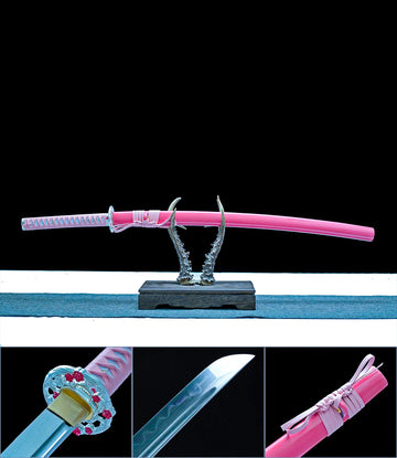 High-performance Real Japanese Katana Sword 1065 Steel - Sakura Pink Blossom Katana