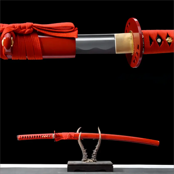 Distinctive Red Samurai Sword - Six Stage Hand Polishing 1060 Steel Blade - Scarlet Flame Katana