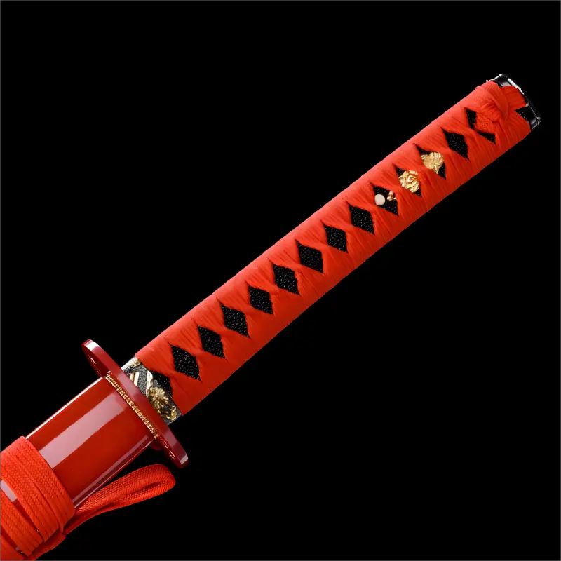 Distinctive Red Samurai Sword - Six Stage Hand Polishing 1060 Steel Blade - Scarlet Flame Katana