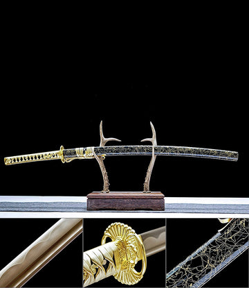 High-performance Japanese Katana Sword 1065 Steel Full Tang - Soul Eater Gold Armor katana