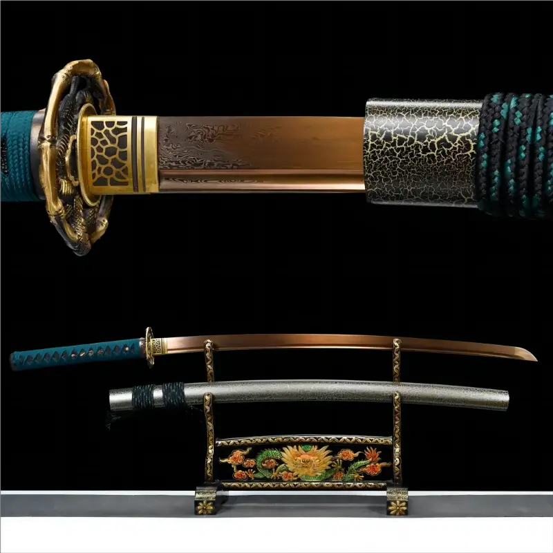 High performance - Gold Damascus Steel Blade - Full tang - Sunstrike Katana