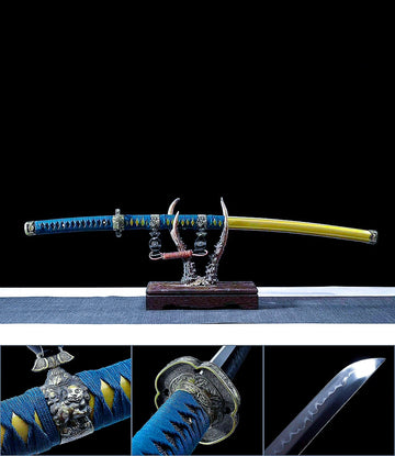 High-performance Handcrafted Tachi Sword T10 Carbon Steel With Hamon Blade - Guardian Cane Tachi