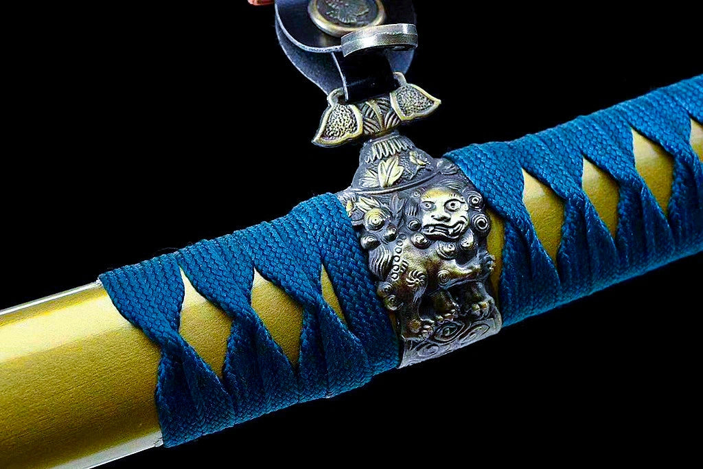 High-performance Handcrafted Tachi Sword T10 Carbon Steel With Hamon Blade - Guardian Cane Tachi